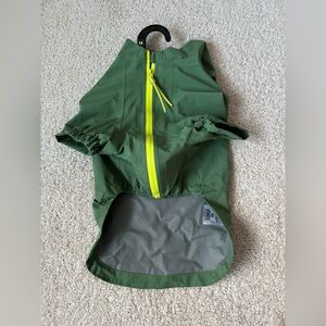 Green Dog Raincoat with Yellow Zipper